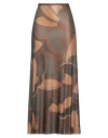 Siyu Woman Maxi Skirt Dark Brown Size 2 Viscose, Polyamide, Polyester