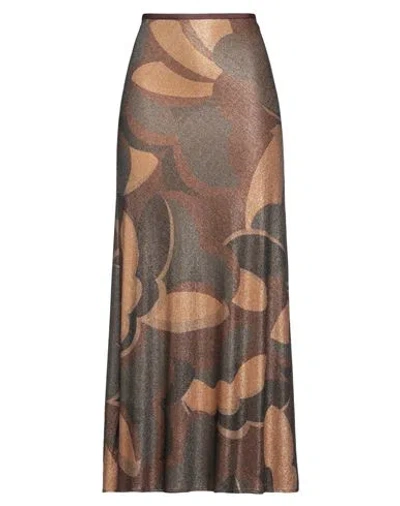 Siyu Woman Maxi Skirt Dark Brown Size 8 Viscose, Polyamide, Polyester