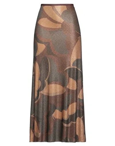 Siyu Woman Maxi Skirt Dark Brown Size 2 Viscose, Polyamide, Polyester In Brown