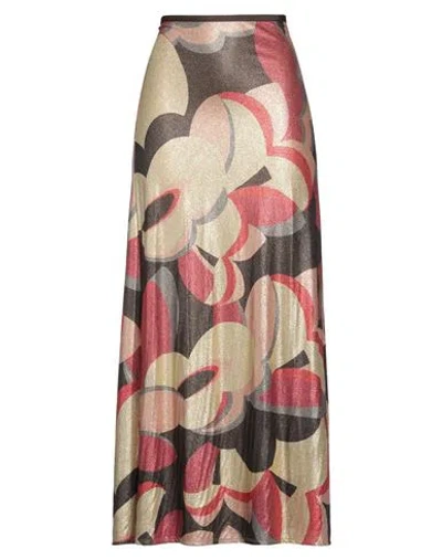 Siyu Woman Maxi Skirt Gold Size 4 Viscose, Polyamide, Polyester In Pink