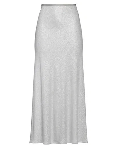 Siyu Woman Maxi Skirt Silver Size 4 Viscose, Polyamide, Polyester In Gray