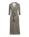 Siyu Woman Midi Dress Lime Green Size 4 Viscose, Elastane In Green