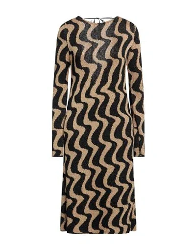 Siyu Woman Midi Dress Black Size 4 Viscose, Metal