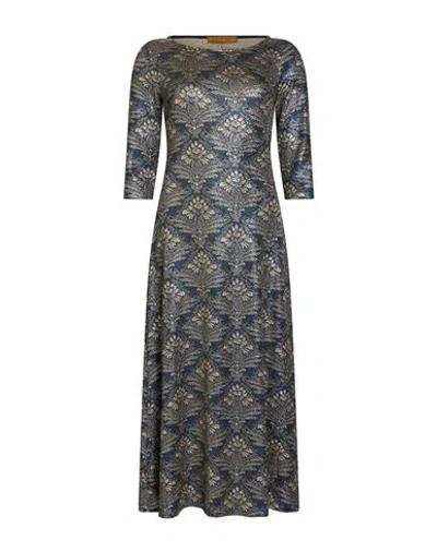 Siyu Woman Midi Dress Blue Size 6 Polyamide, Elastane, Metallic Fiber In Multi