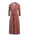 Siyu Woman Midi Dress Brick Size 10 Viscose, Elastane In Red