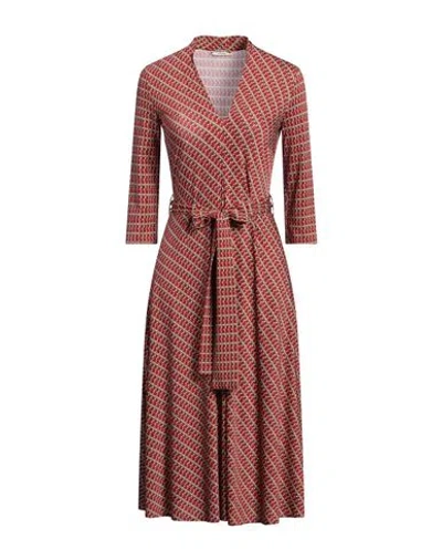 Siyu Woman Midi Dress Brick Size 10 Viscose, Elastane In Red