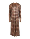 Siyu Woman Midi Dress Bronze Size 4 Viscose, Polyamide, Polyester In Yellow