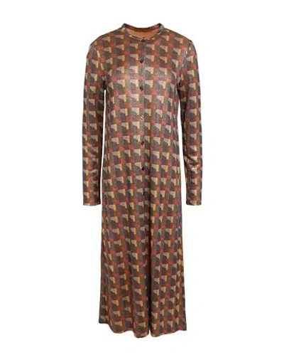 Siyu Woman Midi Dress Bronze Size 4 Viscose, Polyamide, Polyester In Yellow