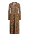 Siyu Woman Midi Dress Brown Size 8 Polyamide, Elastane