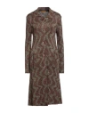 Siyu Woman Midi Dress Brown Size 8 Viscose, Metallic Fiber In Brown