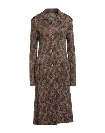 Siyu Woman Midi Dress Brown Size 8 Viscose, Metallic Fiber