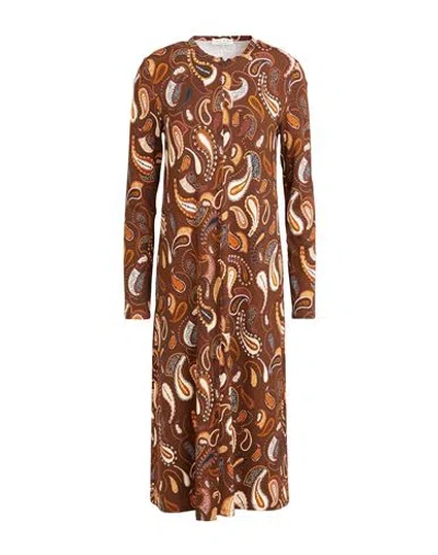 Siyu Woman Midi Dress Cocoa Size 10 Viscose, Elastane In Brown