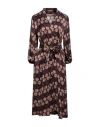 Siyu Woman Midi Dress Dark Brown Size 6 Viscose
