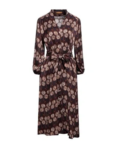 Siyu Woman Midi Dress Dark Brown Size 6 Viscose