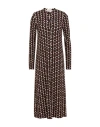 Siyu Woman Midi Dress Dark Brown Size 6 Viscose, Elastane