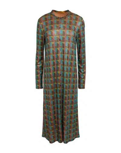 Siyu Woman Midi Dress Emerald Green Size 10 Viscose, Polyamide, Polyester