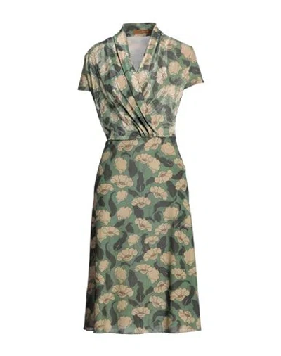 Siyu Woman Midi Dress Green Size 8 Polyester, Polyamide, Elastane