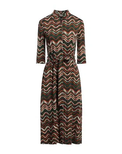 Siyu Woman Midi Dress Green Size 8 Viscose, Elastane