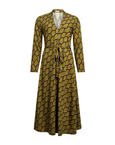Siyu Woman Midi Dress Military Green Size 2 Viscose, Elastane