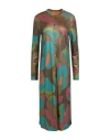 Siyu Woman Midi Dress Military Green Size 4 Viscose, Polyamide, Polyester In Green
