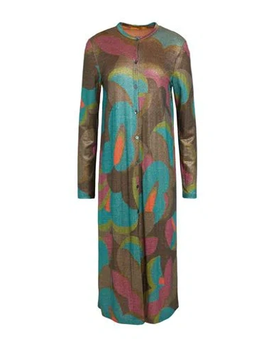 Siyu Woman Midi Dress Military Green Size 8 Viscose, Polyamide, Polyester