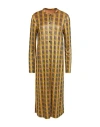 Siyu Woman Midi Dress Mustard Size 10 Viscose, Polyamide, Polyester In Yellow