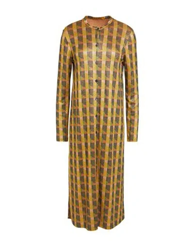 Siyu Woman Midi Dress Mustard Size 10 Viscose, Polyamide, Polyester In Yellow