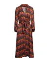 Siyu Woman Midi Dress Orange Size 6 Viscose In Orange