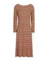 Siyu Woman Midi Dress Orange Size 6 Viscose, Elastane In Orange