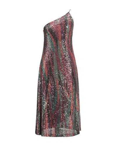 Siyu Woman Midi Dress Orange Size 6 Viscose, Elastane