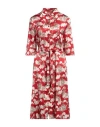 Siyu Woman Midi Dress Red Size 10 Silk, Elastane In Red