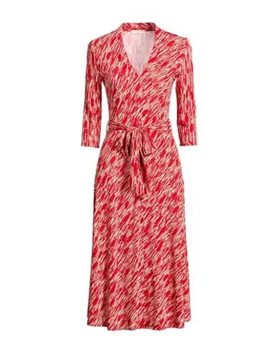 Siyu Woman Midi Dress Red Size 4 Viscose, Elastane