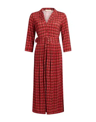Siyu Woman Midi Dress Red Size 4 Viscose, Elastane In Pink