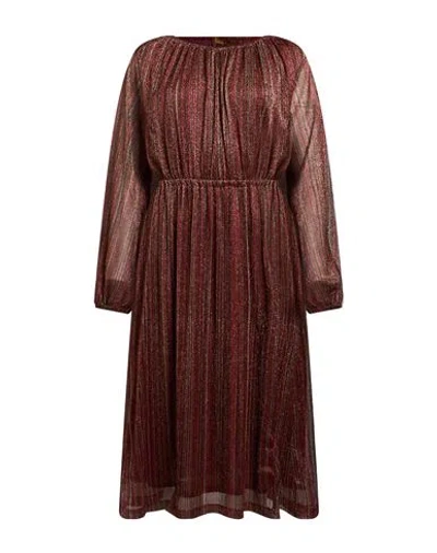 Siyu Woman Midi Dress Red Size 8 Polyester, Metal Fiber In Burgundy