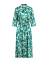 Siyu Woman Midi Dress Turquoise Size 8 Silk, Elastane In Blue
