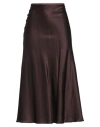 Siyu Woman Midi Skirt Chocolate Brown Size 8 Silk, Elastane