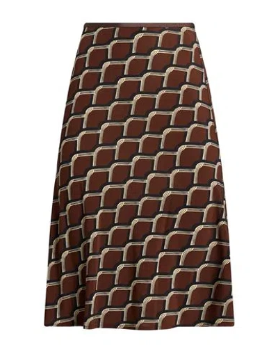 Siyu Woman Midi Skirt Dark Brown Size 4 Viscose, Elastane
