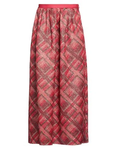Siyu Woman Midi Skirt Red Size 4 Wool, Lurex, Silk, Nylon, Cotton