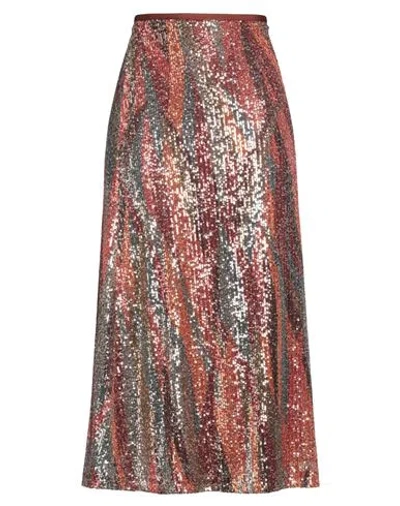 Siyu Woman Midi Skirt Rust Size 10 Polyamide, Elastane In Red