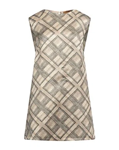 Siyu Woman Mini Dress Beige Size 4 Wool, Lurex, Silk, Nylon, Cotton