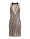 Siyu Woman Mini Dress Chocolate Brown Size 4 Polyamide, Elastane, Metallic Fiber