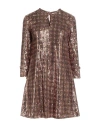 Siyu Woman Mini Dress Gold Size 6 Polyamide, Elastane