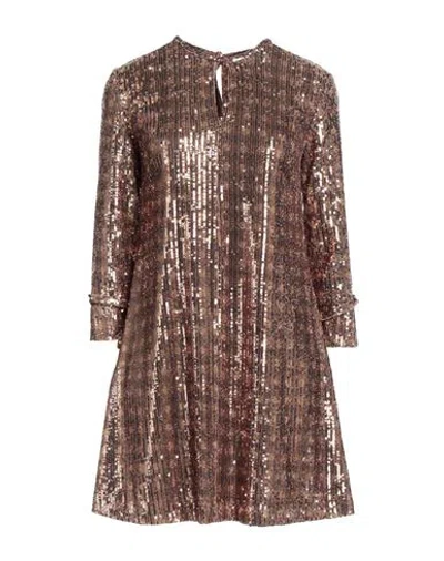 Siyu Woman Mini Dress Gold Size 6 Polyamide, Elastane