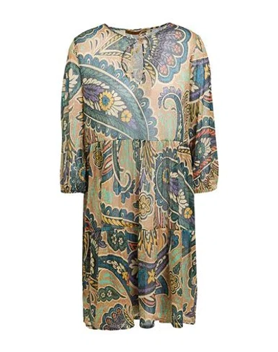 Siyu Woman Mini Dress Gold Size 8 Polyester, Polyamide
