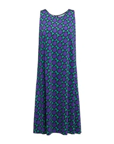 Siyu Woman Mini Dress Green Size 10 Viscose, Elastane In Multi