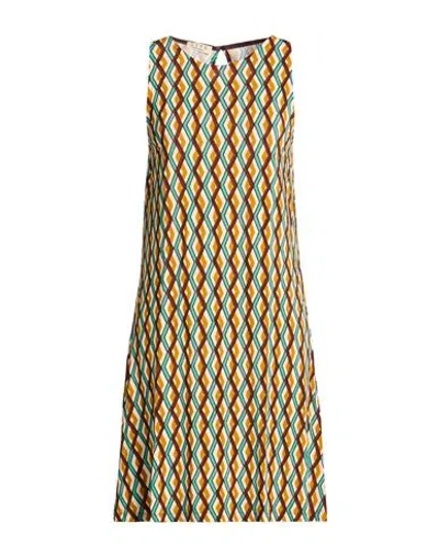 Siyu Woman Mini Dress Mustard Size 4 Viscose, Elastane In Multi