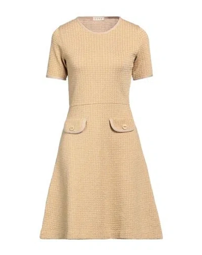 Siyu Woman Mini Dress Sand Size 6 Merino Wool In Beige