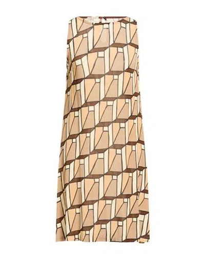 Siyu Woman Mini Dress Sand Size 8 Viscose, Elastane In Neutral