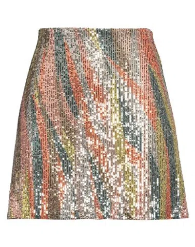 Siyu Woman Mini Skirt Gold Size 4 Polyester, Elastane
