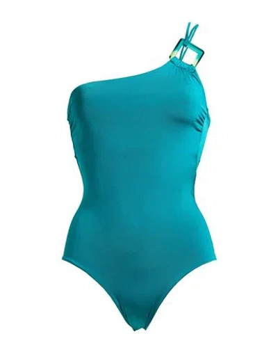 Siyu Woman One-piece Swimsuit Green Size 8 Polyamide, Elastane In Green